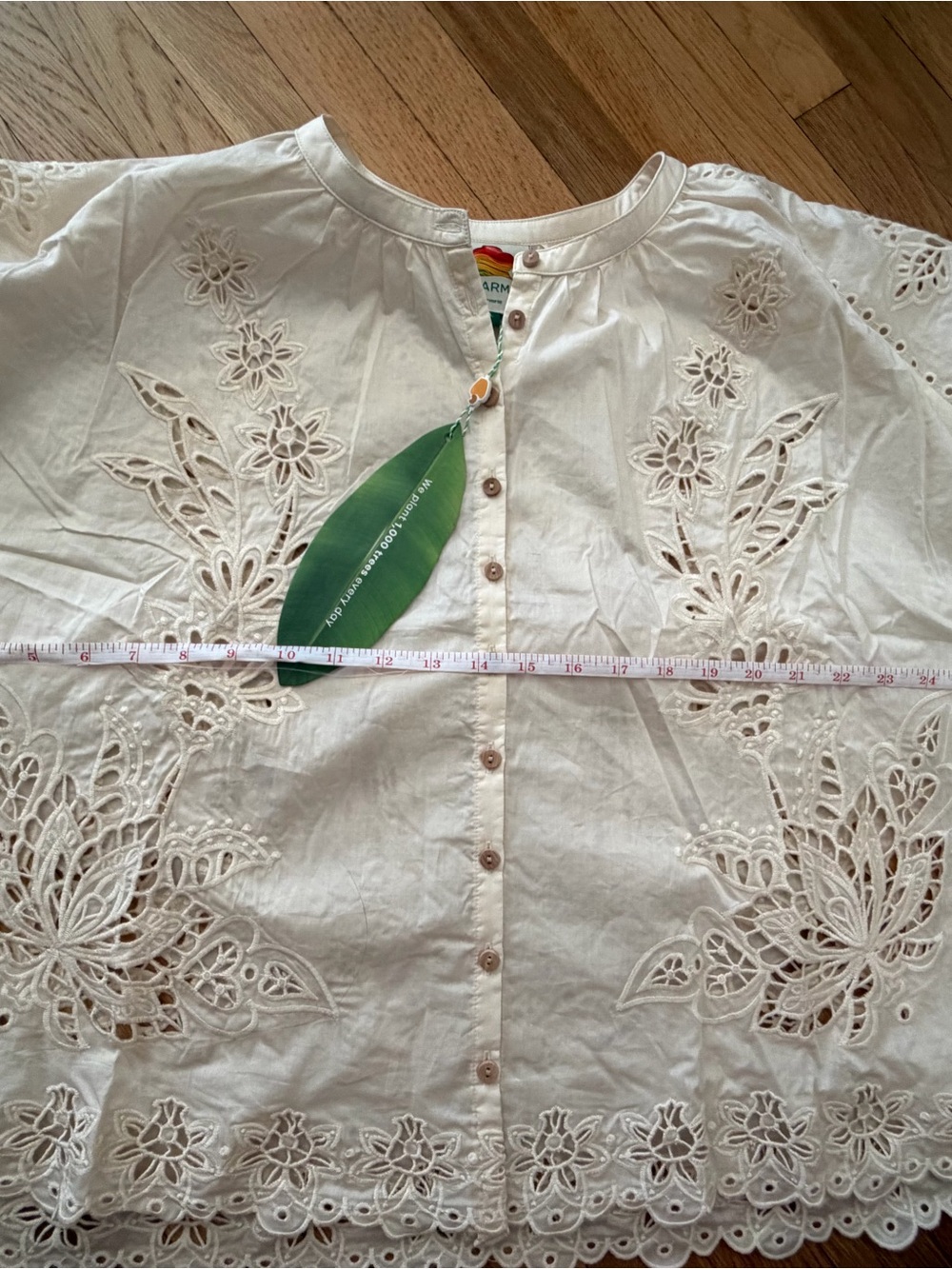 FARM Rio Soft Pink Artisanal Long Sleeve Blouse (Cream color) - Picture 8 of 9